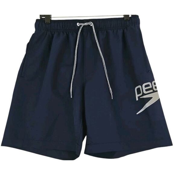 Speedo Swim Trunks Mens Size M Navy Blue Lined Bathing Pocket Beach Shorts. - Picture 1 of 13